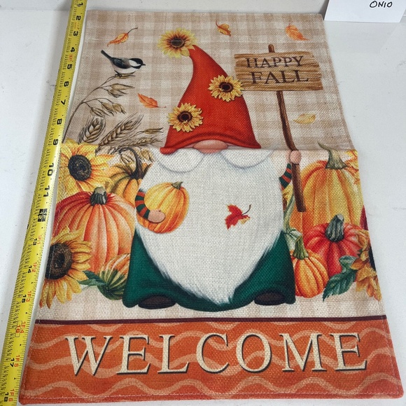 NEW Welcome to our Patch Fall Garden Flag, Fall Garden flag, Happy fall Gnome! - Picture 1 of 3